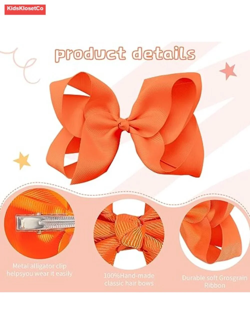 30 Pack 4 Inch Grosgrain Ribbon Hair Bows Alligator Clips Girls Toddler Kids